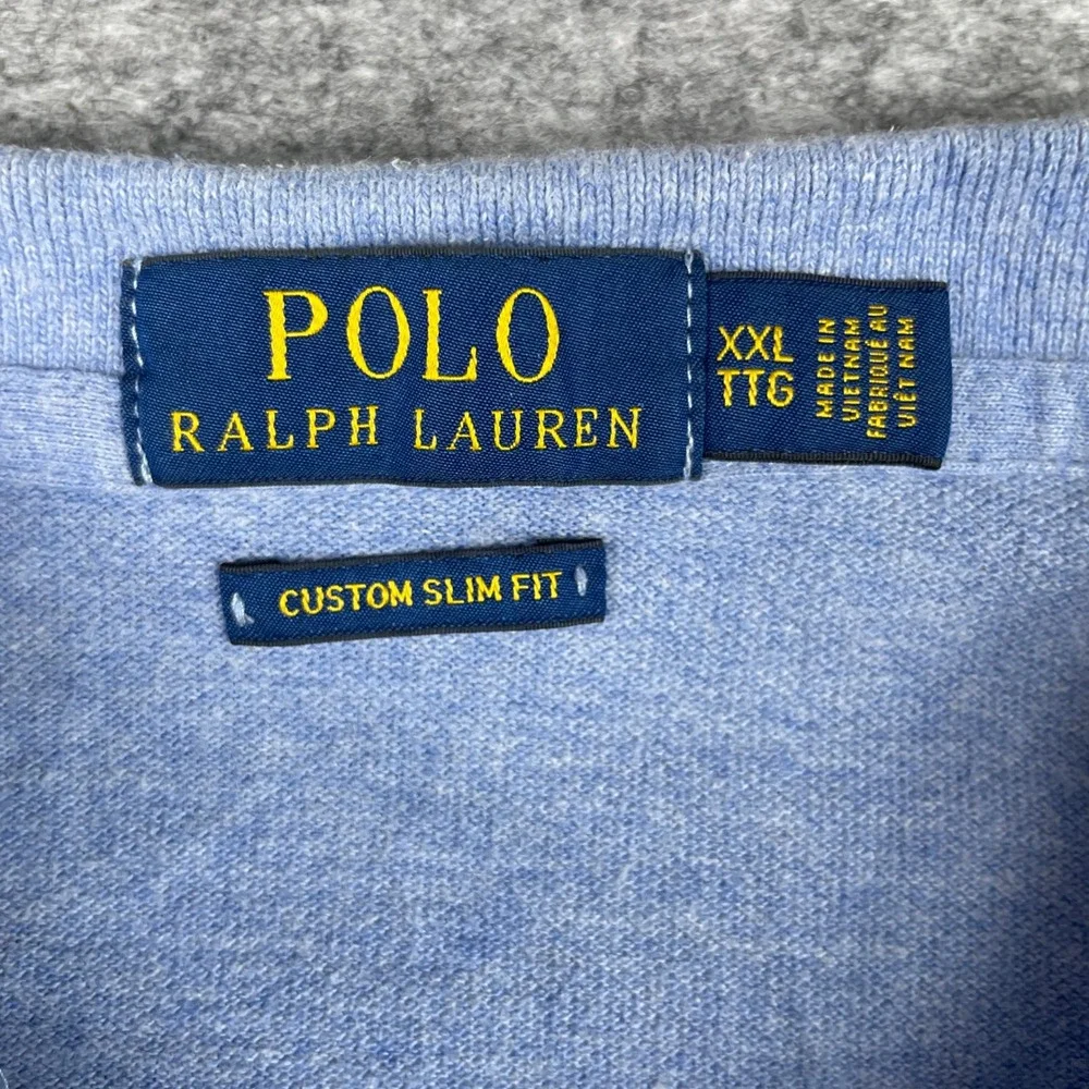 Polo Ralph Lauren Shirt Mens XXL Blue Custom Slim Fit Long Sleeve Pony Pique
